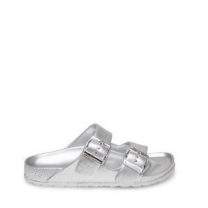 Silver rubber Birkenstock style sandal NEW W/ BOX